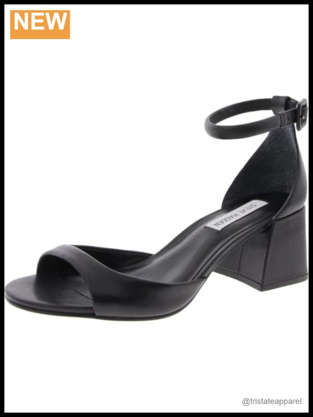 Women's Block Heel Platform Sandal, Ankle Strap, Silver Buckle, Leather